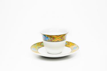 የቡና ሲኒ ከ 6 የሲኒ ማስቀመጫ ጋር ጌጥ ፡ ጥበብ 